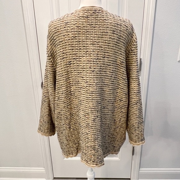 Alfred Dunner Dressy Open Cardigan Gold Metallic Sweater Long Sleeve Size XL - Picture 4 of 10